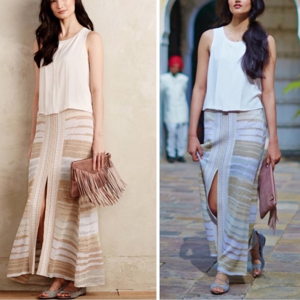 Cecilia Prado Glinted sweater knit maxi slit skirt